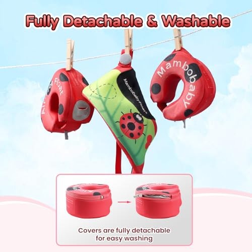 Mambobaby Toddler Swim Vest for Kids, 3-8 Years, 33-66 lbs | Arm Red Beetle