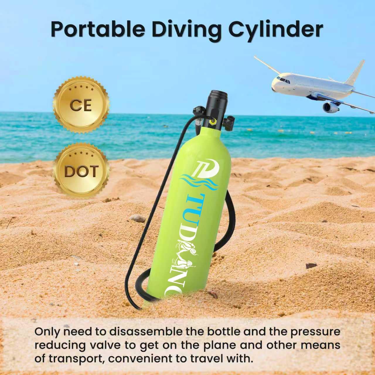 TUDIVING Mini Scuba Tank, 1.9L Portable Lung Tank for Underwater Breathing, S…