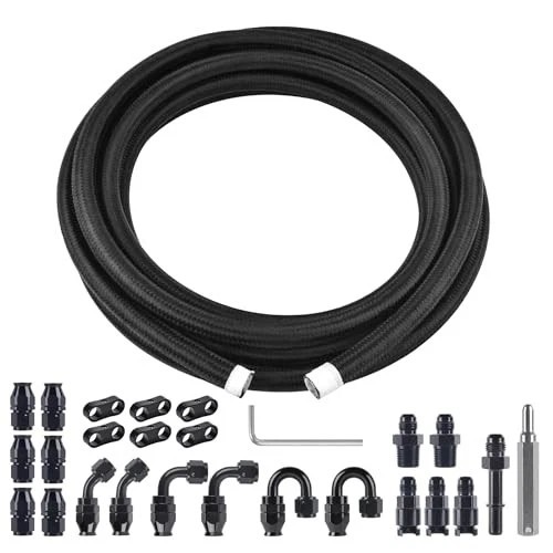 6AN PTFE Fuel Line Kit,E85 Nylon Braided Fuel Hose 26FT PTFE LS Swap 26.0 Feet