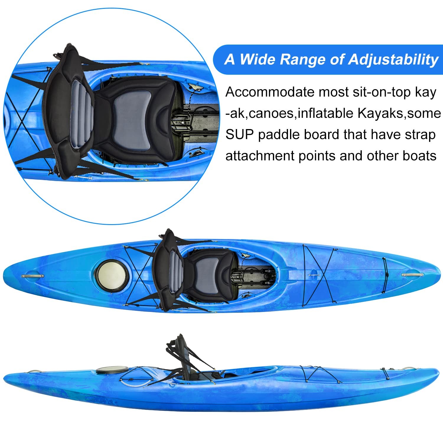 Hlogree Padded Kayak Seat with Back Support with Accessories,Seat Cushion Fit…