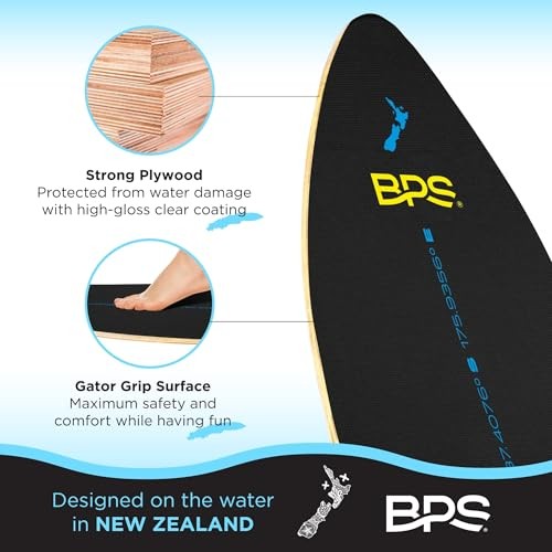 New Zealand ‘Shaka’ Skimboard with Colored EVA Grip Pads and 35 Inch Black