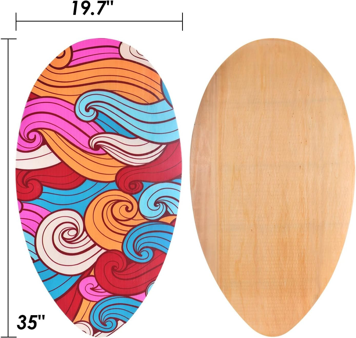 35 Inch Skimboard with High Gloss Coat Wood Skim Board for Beginners,Kids, Teena