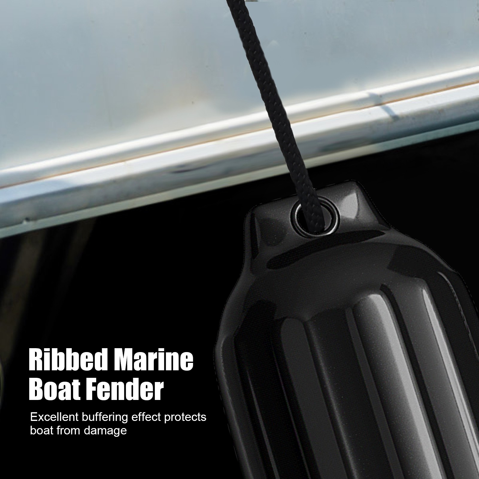 27″ Boat Fenders Hand Inflatable Marine Bumper Shield Protection 4 Pieces Black