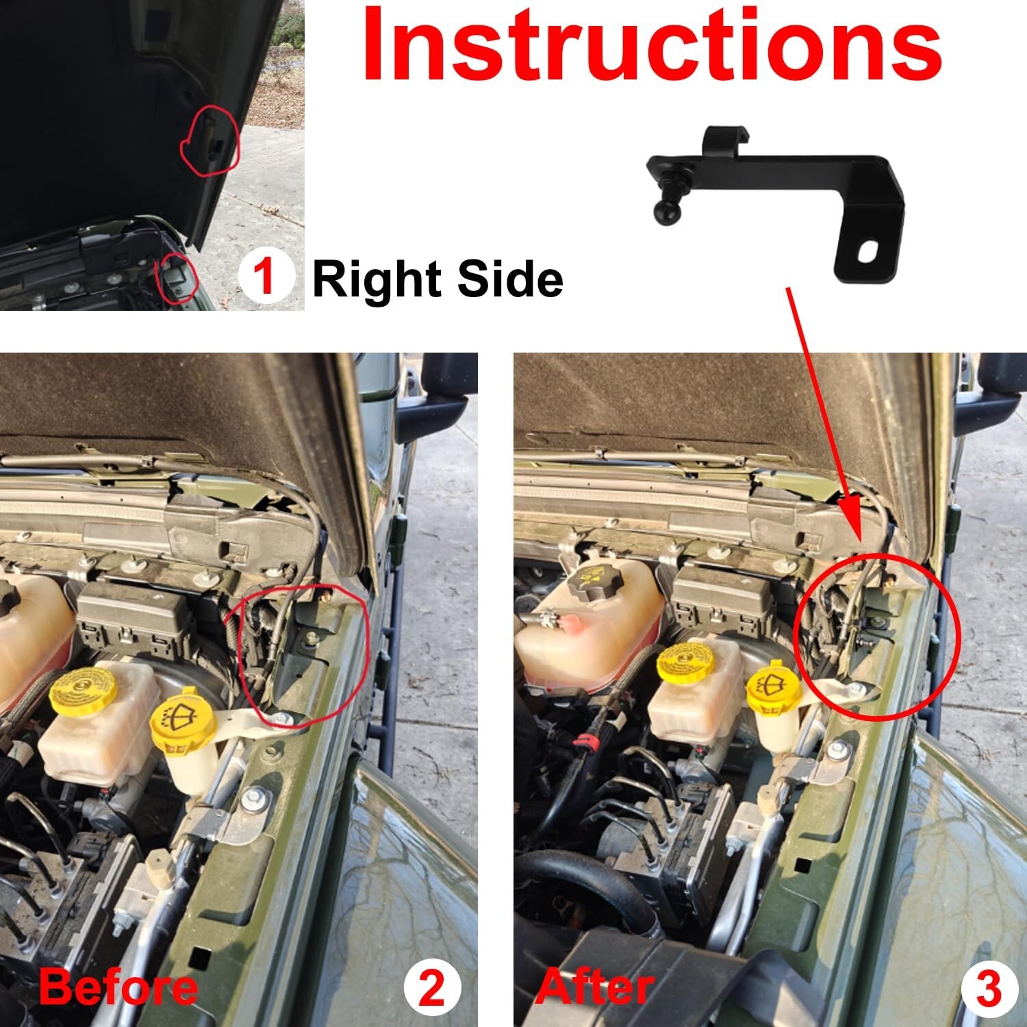 Hood Struts Stainless Steel Bolt-in System Compatible with Wrangler JL 2018-2…