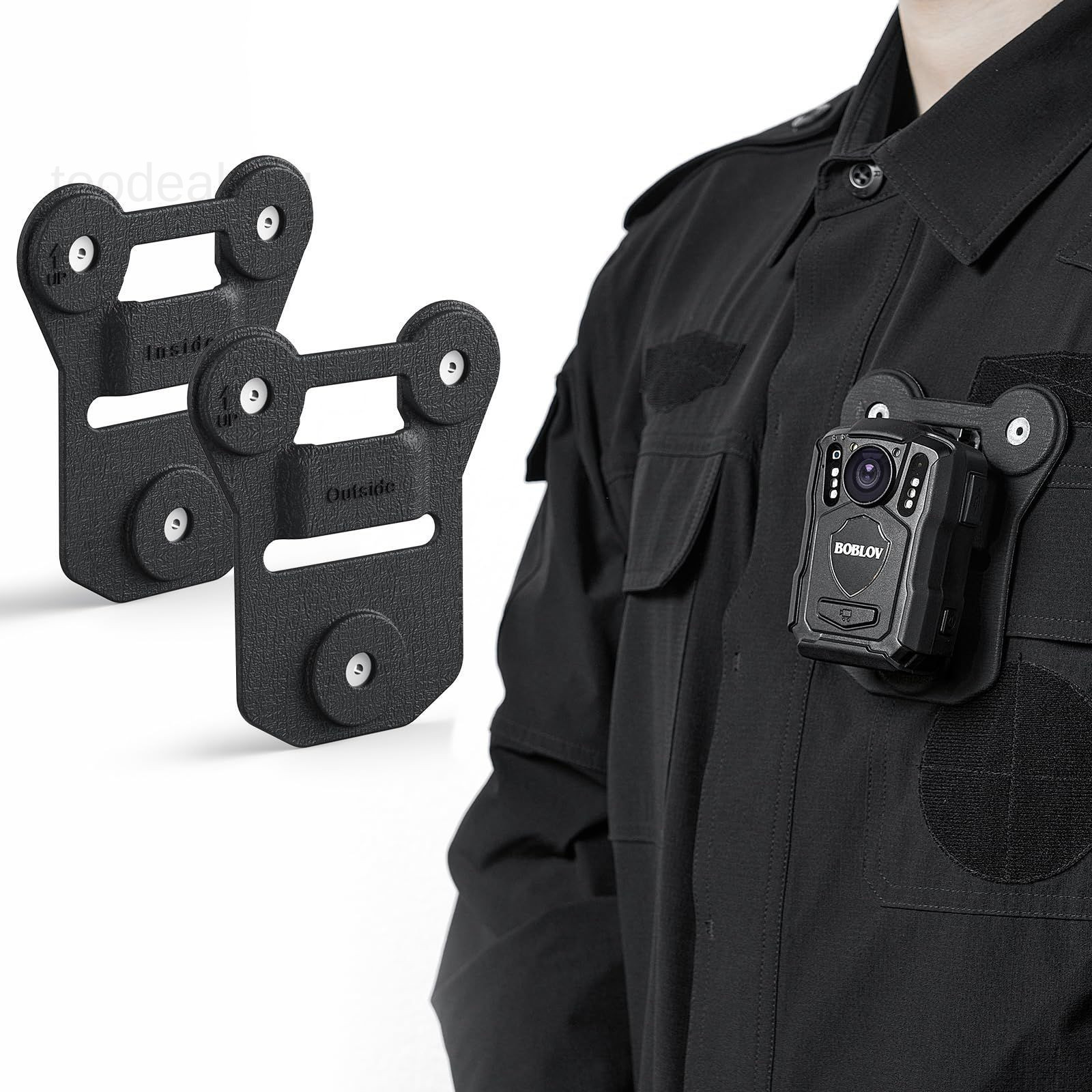Body Camera Magnet Mount, 6pcs Magnets Style, one pair, Black