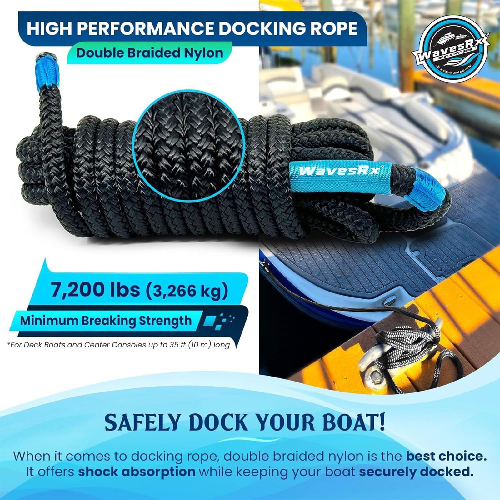 Premium Nylon Boat Dock Lines & Ropes for Docking & Pontoon
