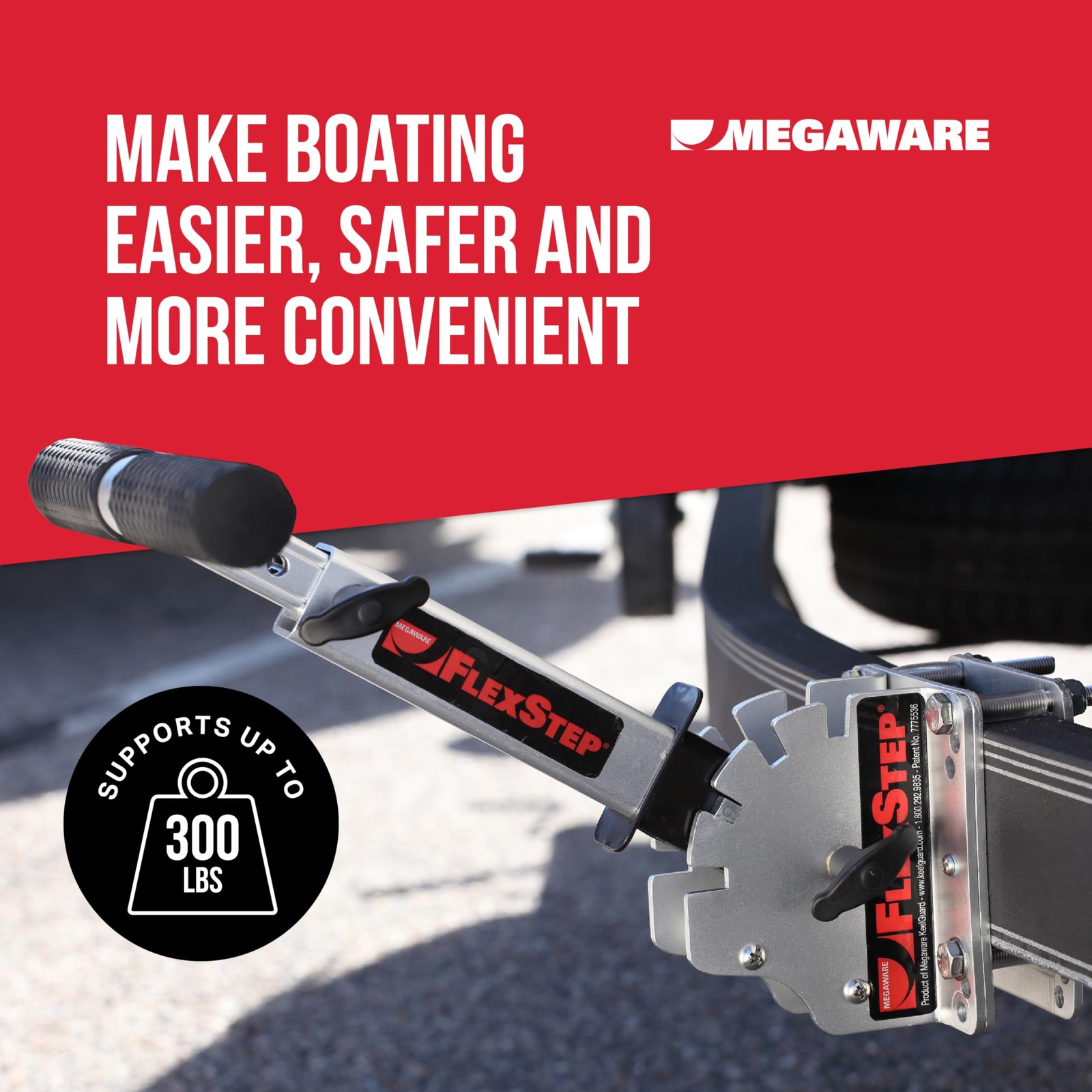 MEGAWARE KEELGUARD FlexStep Pro Boat Trailer Step, 16 Standard, Raw Aluminum