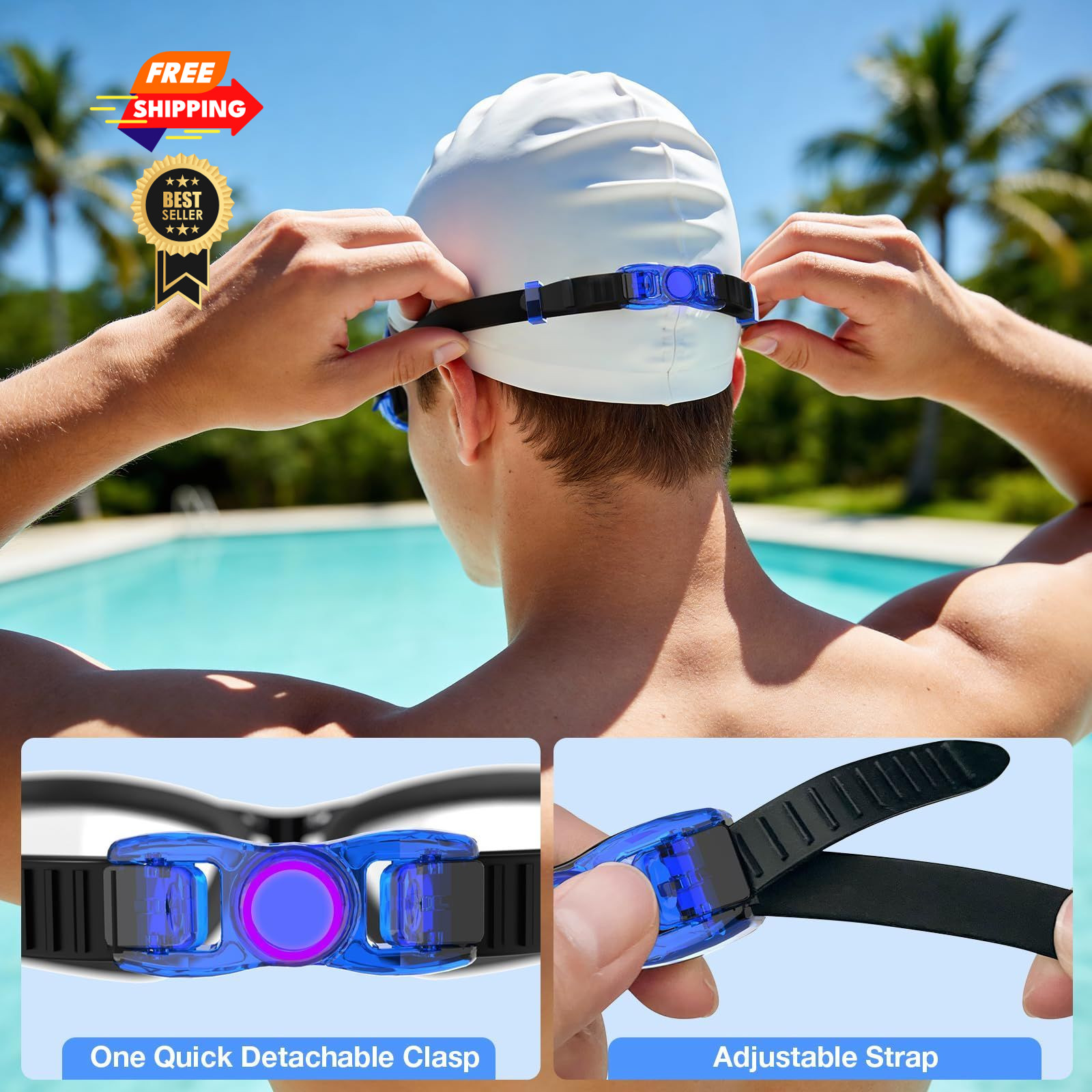 MAMBAOUT Swim Goggles, 2 Small, 2. Dark Blue Clear Lens+silver Mirror Lens