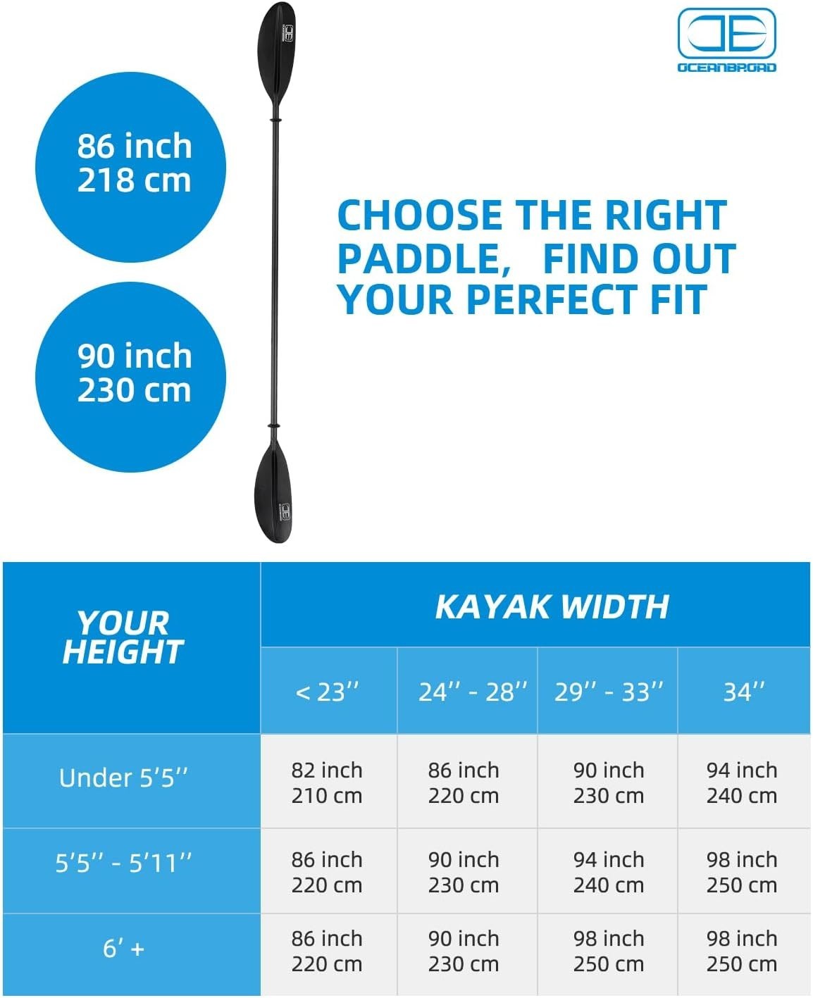Carbon Fiber Kayak Paddle; 218/230cm; Adult Canoe Oar w/ Paddle Leash