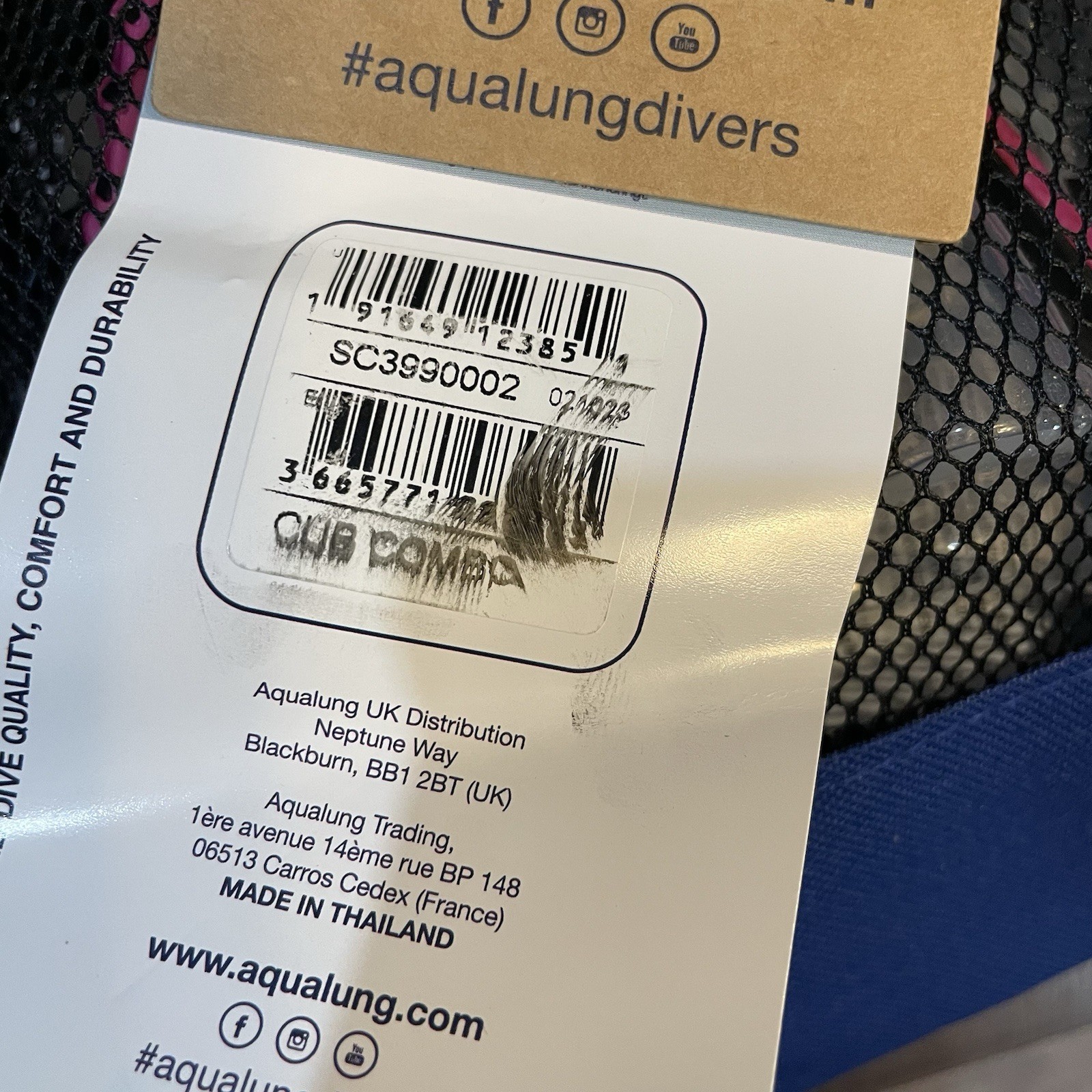 Aqualung Junior Cub Combo SN Mask Snorkel Set Pink Black White Made In Thailand