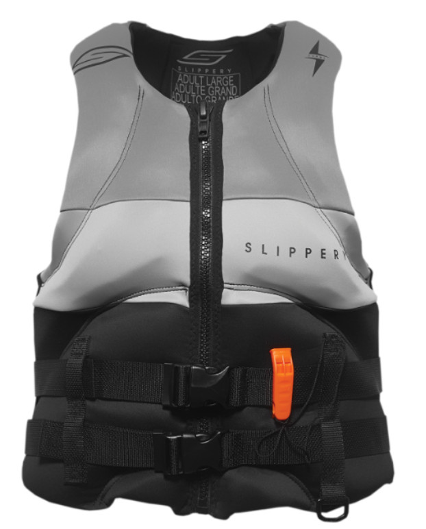SLIPPERY SURGE PFD NEOPRENE LIFE VEST PRESERVER WHISTLE USCGA BLACK/CHARCOAL 3XL