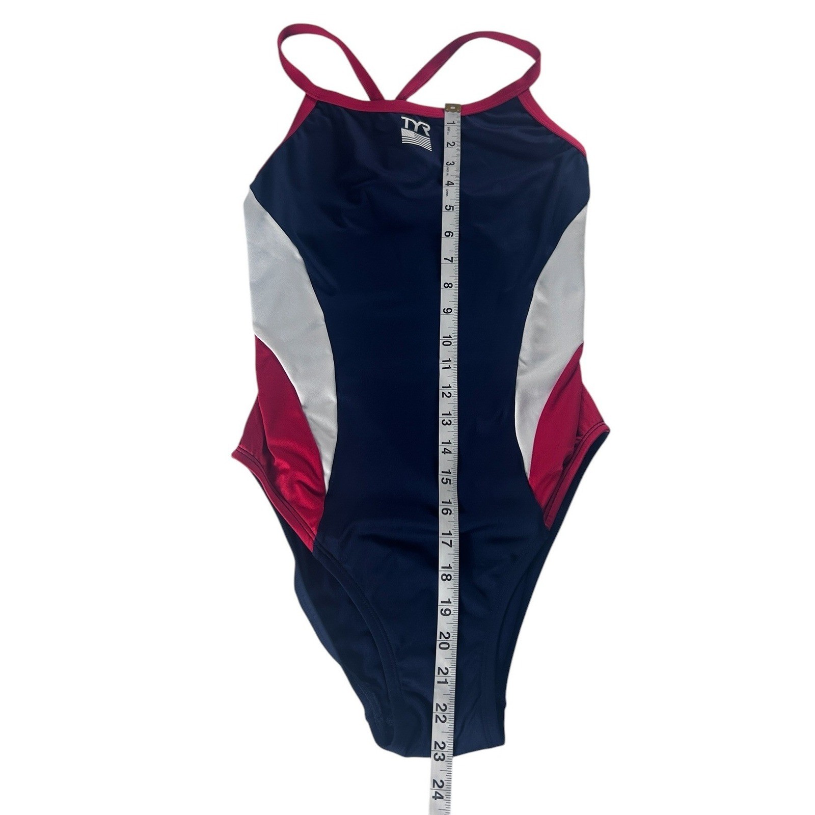 TYR Durafast Elite Diamondfit USA One Piece Swimsuit Navy Red White XL 38 NWT