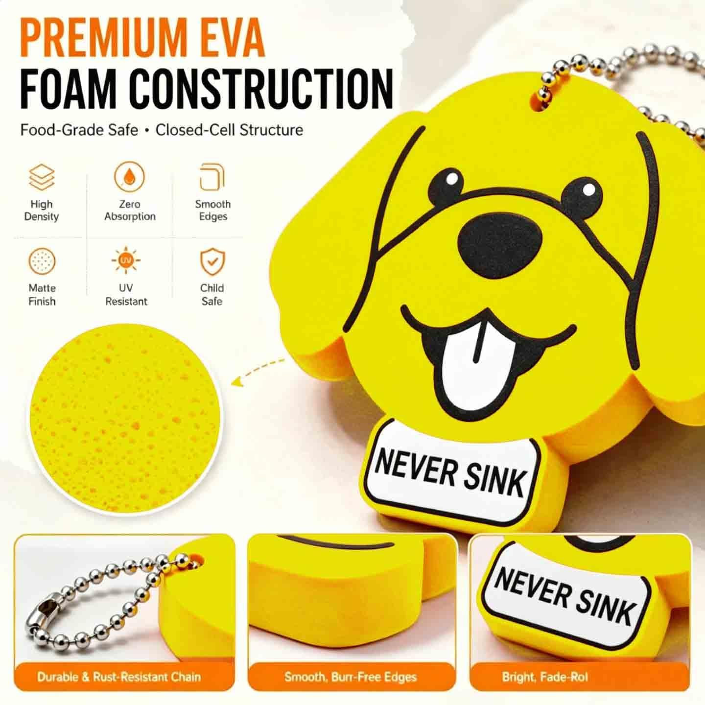 Floating Keychain for Keys, Retriever Dog Buoy with Chain, Buoyant Key
