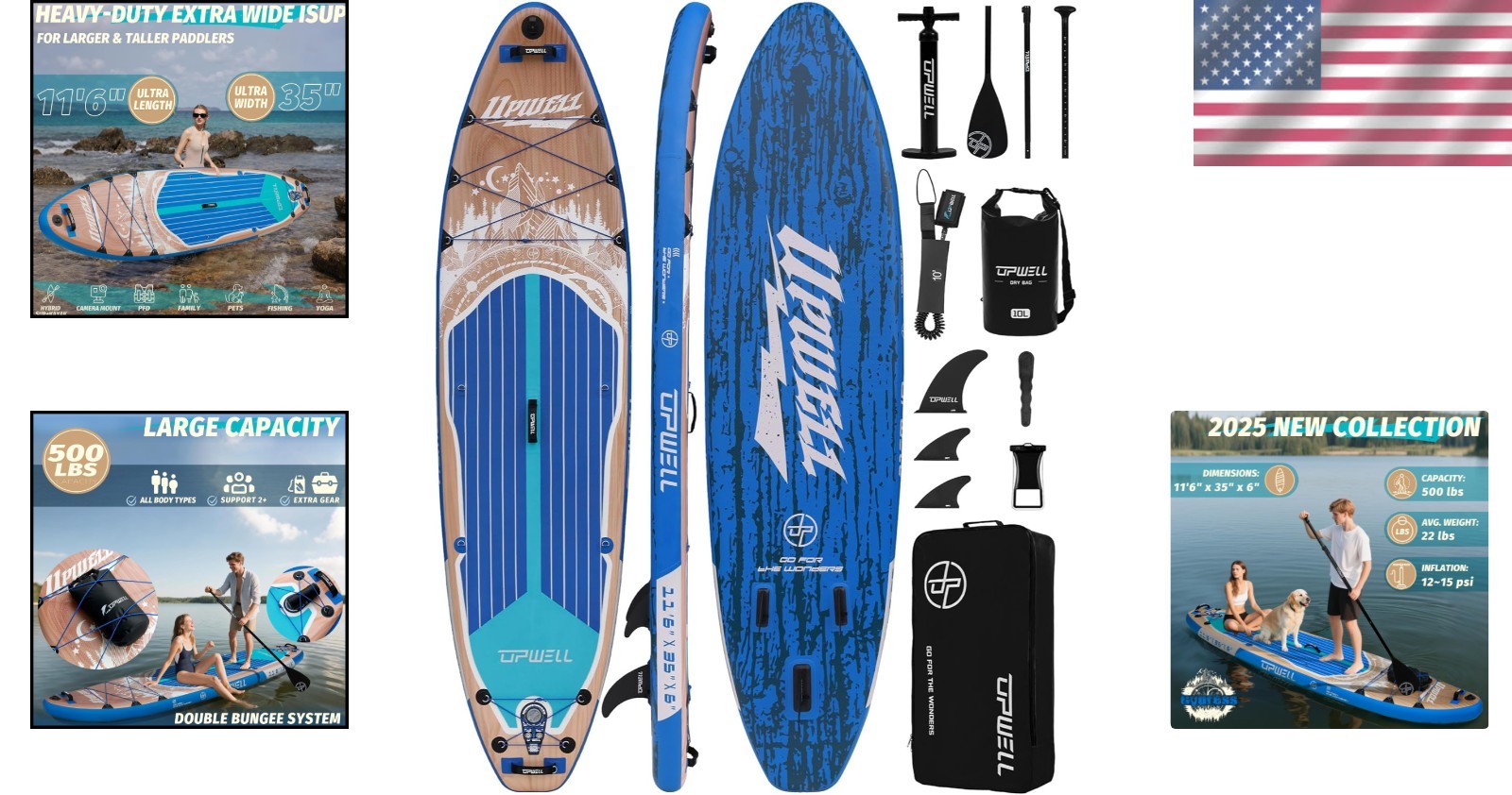 Durable 11’6″ SUP Package for Water Adventures