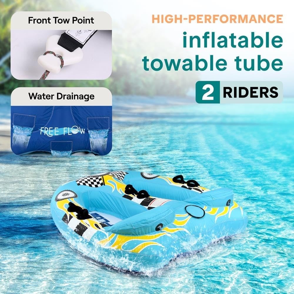 SereneLife 2 Person Towable Tube, Inflatable, 420D Nylon/PU Coating SLTOWBL10