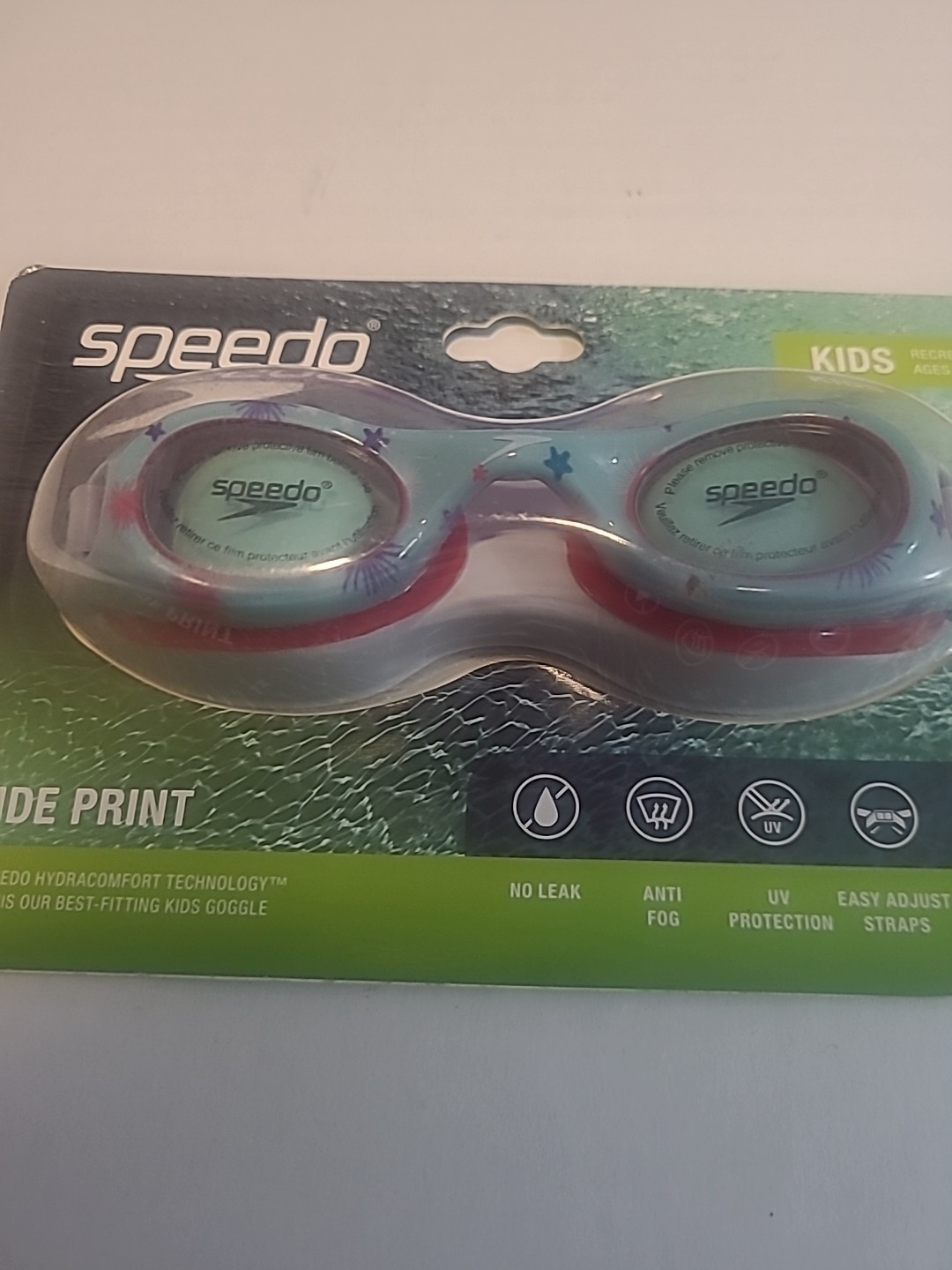 New Speedo kids 3-8 Kids Swim goggles – glide print – Starburst Jade