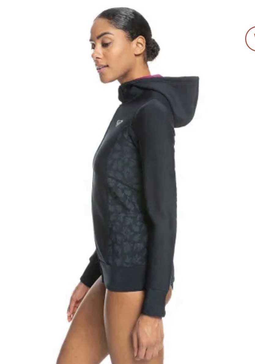 NWT Roxy Wetsuit Womens 1.0 Swell Paddle Hooded Jacket Surf Swim Black 1mm Sz 6