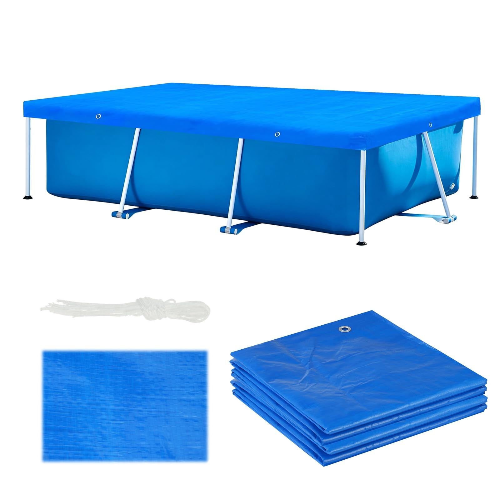 8.5 x 5.5’ Rectangular Pool Cover for Frame Above Ground Pool Cover 102″ X63″…