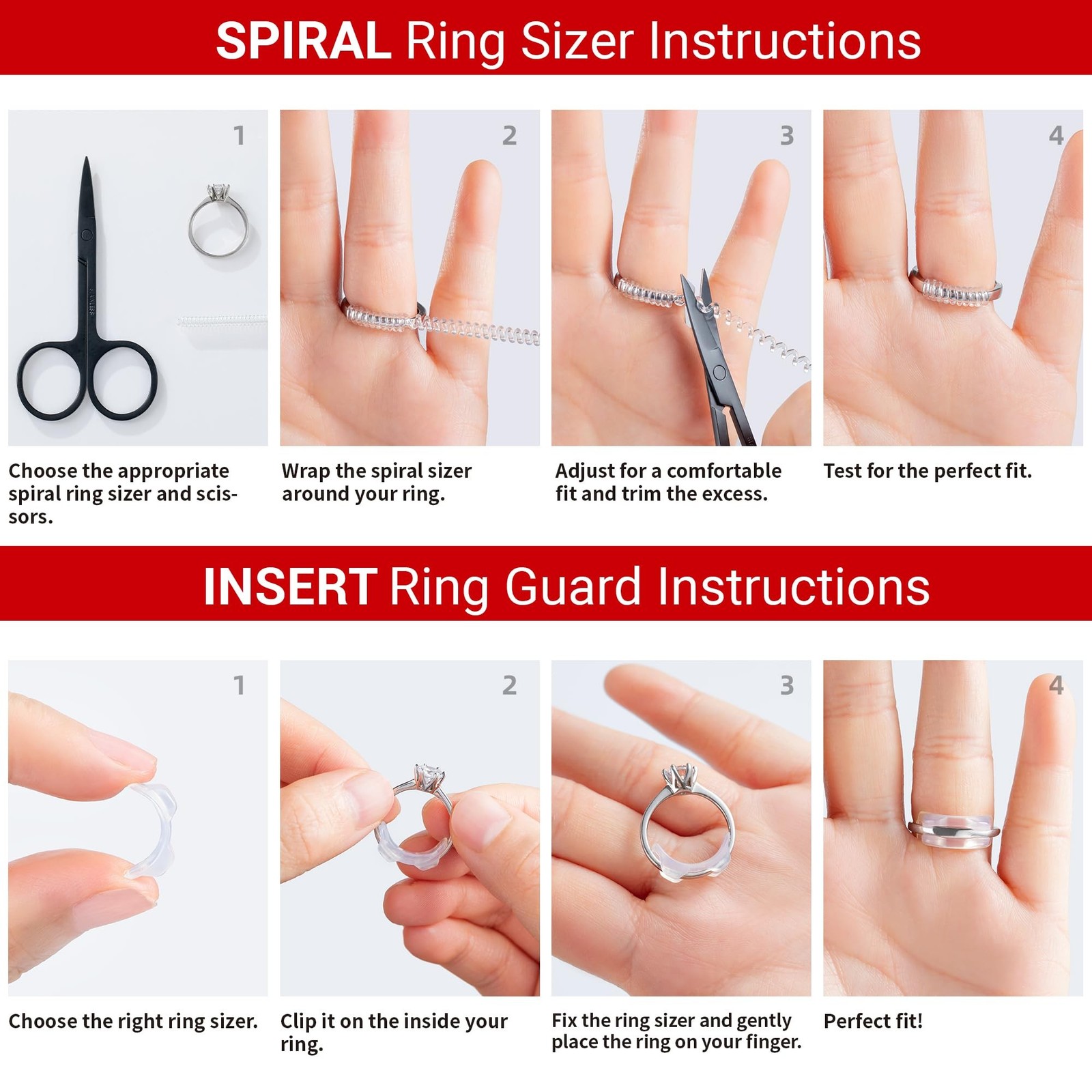 Omilly Ring Sizer Adjuster for Loose Rings – 62 Piece Set with 3 Styles (Ring…