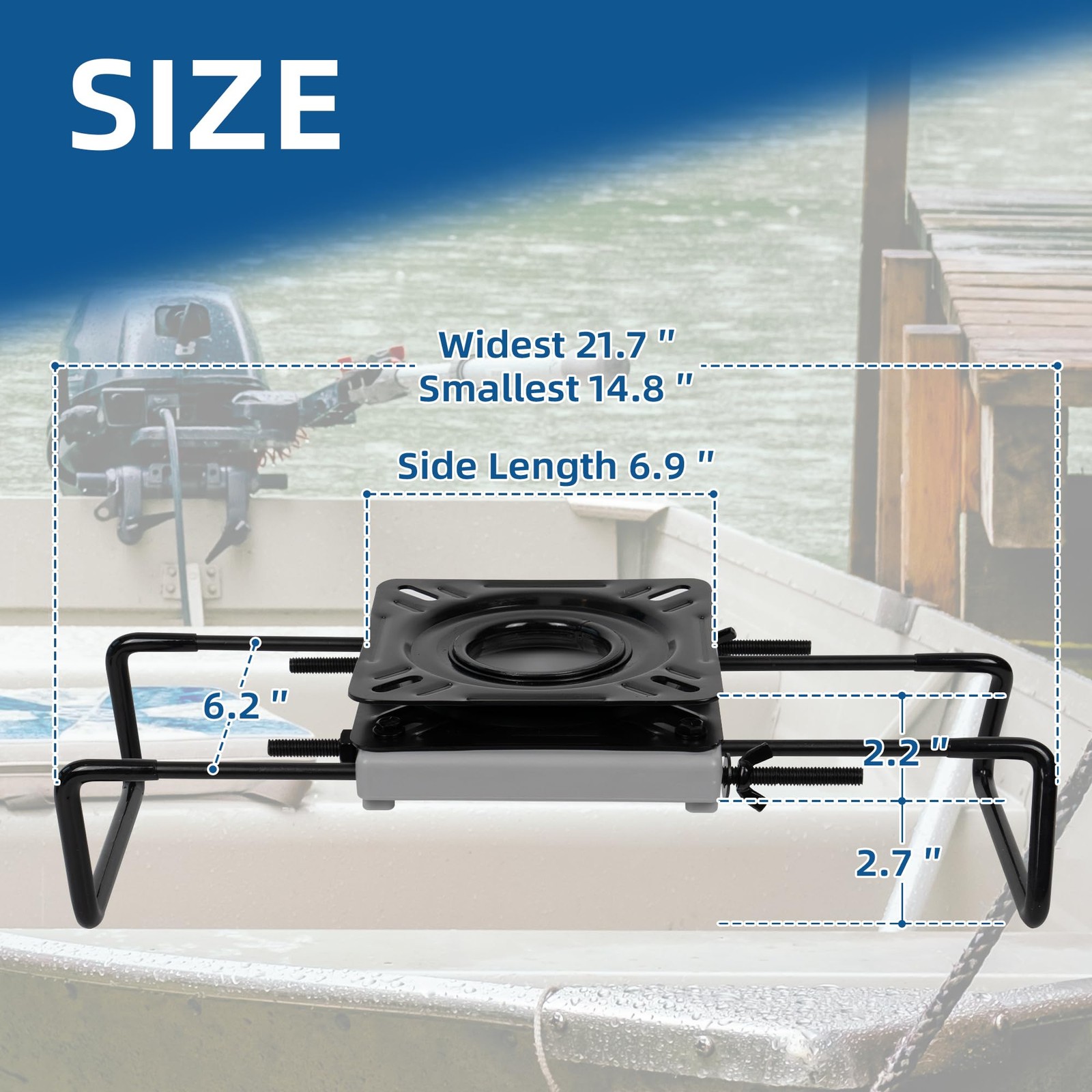 Clamp-On Boat Seat Mount with Swivel Heavy Duty Base for Jon Boats Aluminum