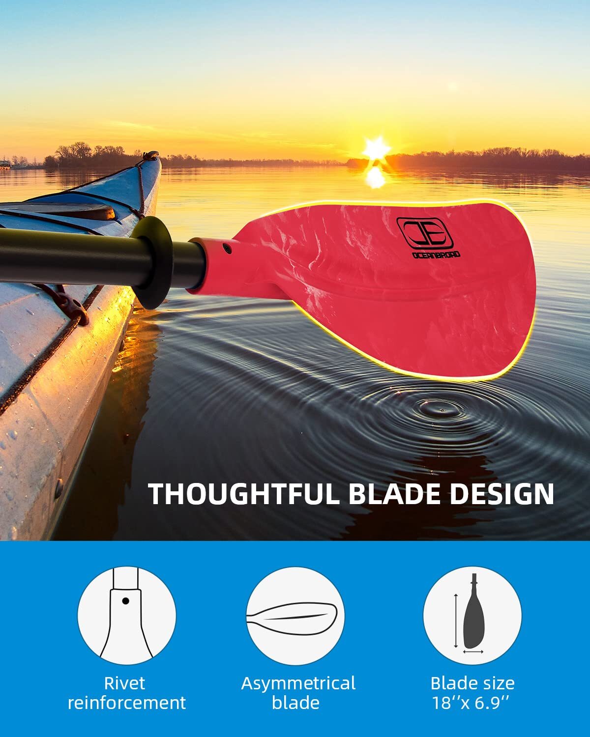 Adjustable Kayak Paddle 86in/220cm to 94in/240cm Kayaking Boating Canoeing Oa…