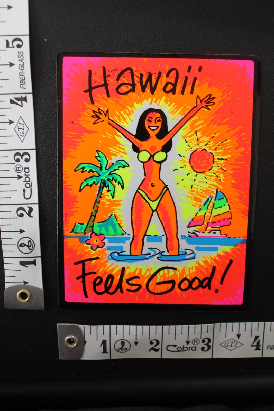 Hawaii Feels Good Aloha Neon Orange Sexy Silver OG V6B Vintage Surfing STICKER