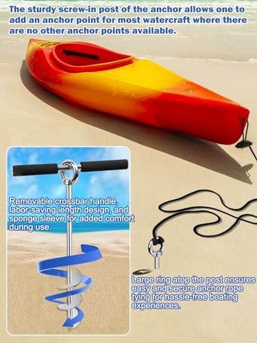 17″ Sand Anchor Kit, 304 Stainless Steel Triple Spiral Auger Boat Anchor for …