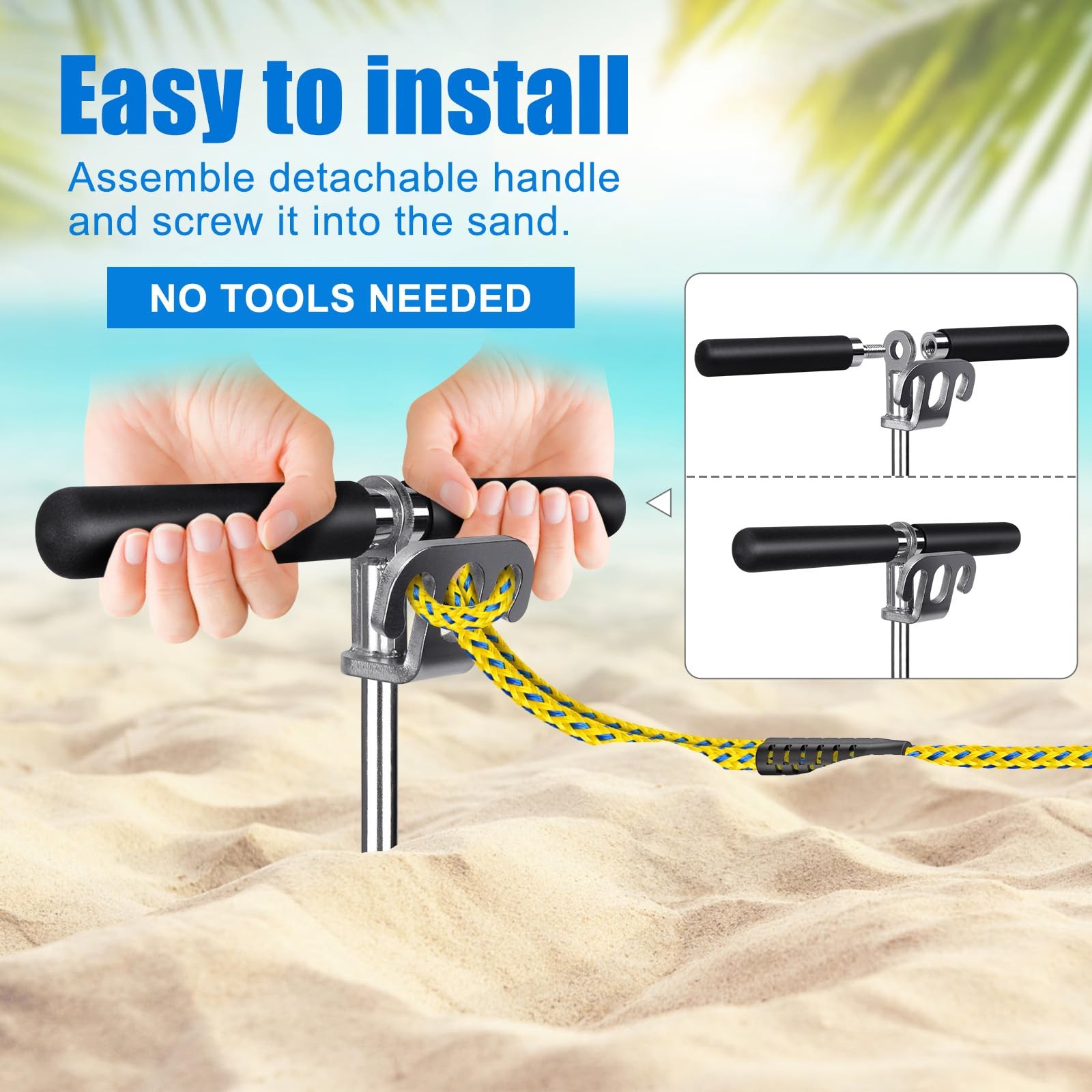 17″ Boat Sand Anchor with 32ft Thick Ropes with Hook 100% Stainless Steel Scr…