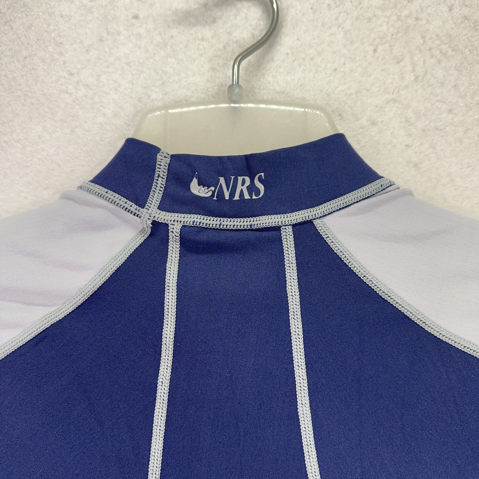 NRS Rash Guard Men’s XS Navy Blue Gray Color Block Nylon Spandex Outdoor Beach