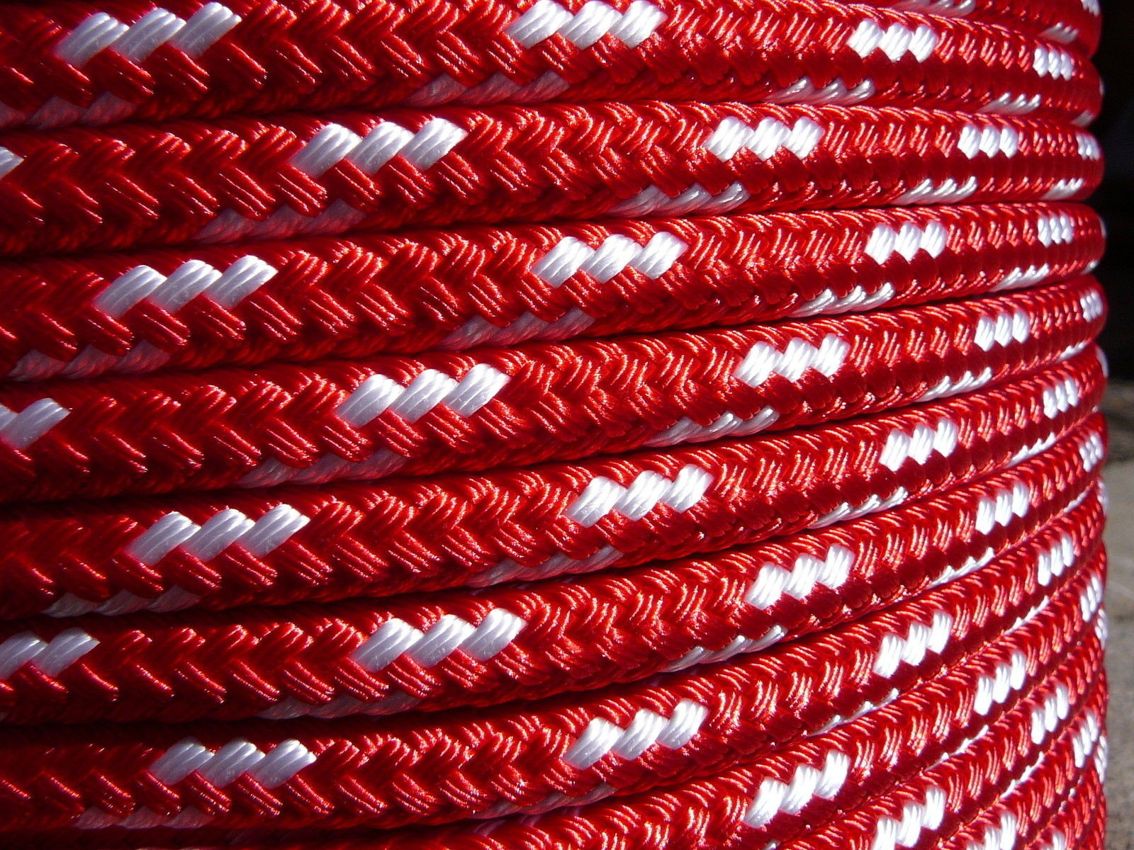 Sailboat Rigging Rope 3/8″ x 50′ Red/White Double Braided Sheet Halyard Line