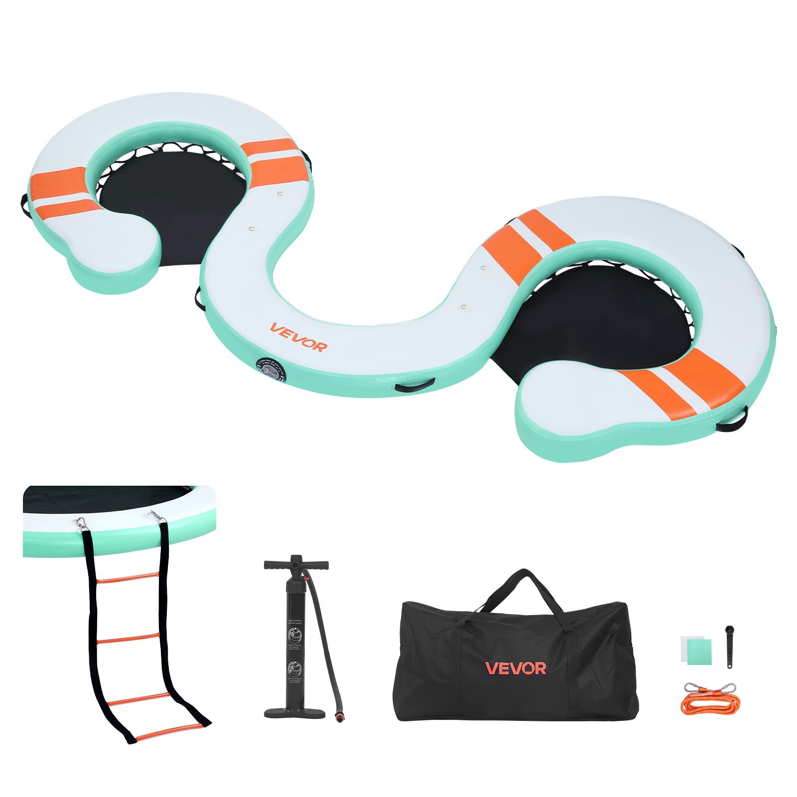 VEVOR Inflatable Floating Dock 15 x 6 FT with Portable Bag & Detachable Ladder