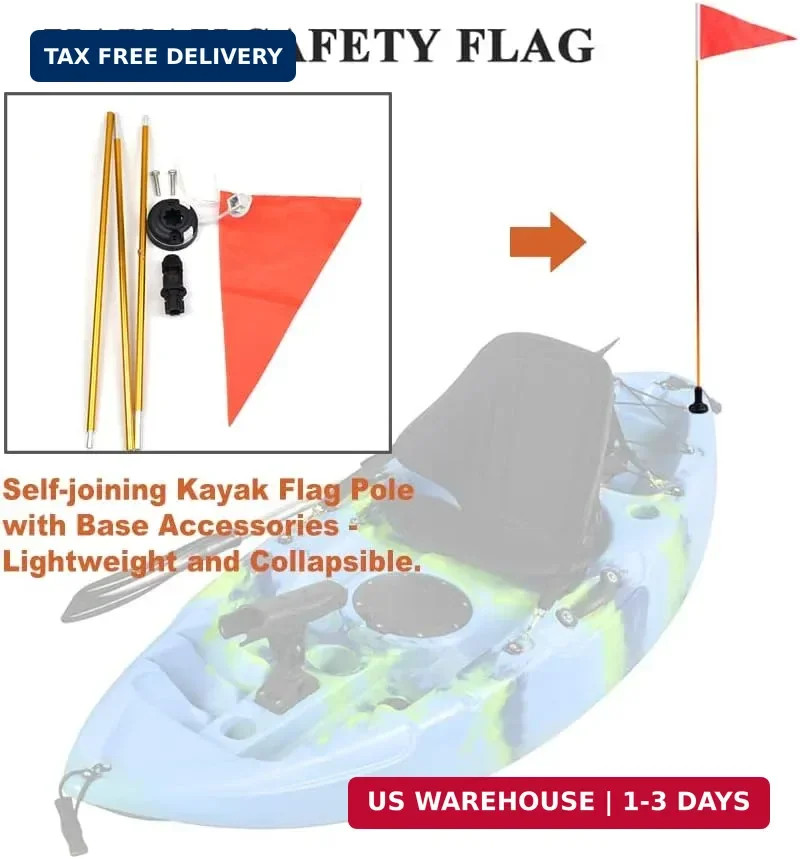 4ft Kayak Flag Track Mount Safety Flag Easy Installation with Stable Base, Visib