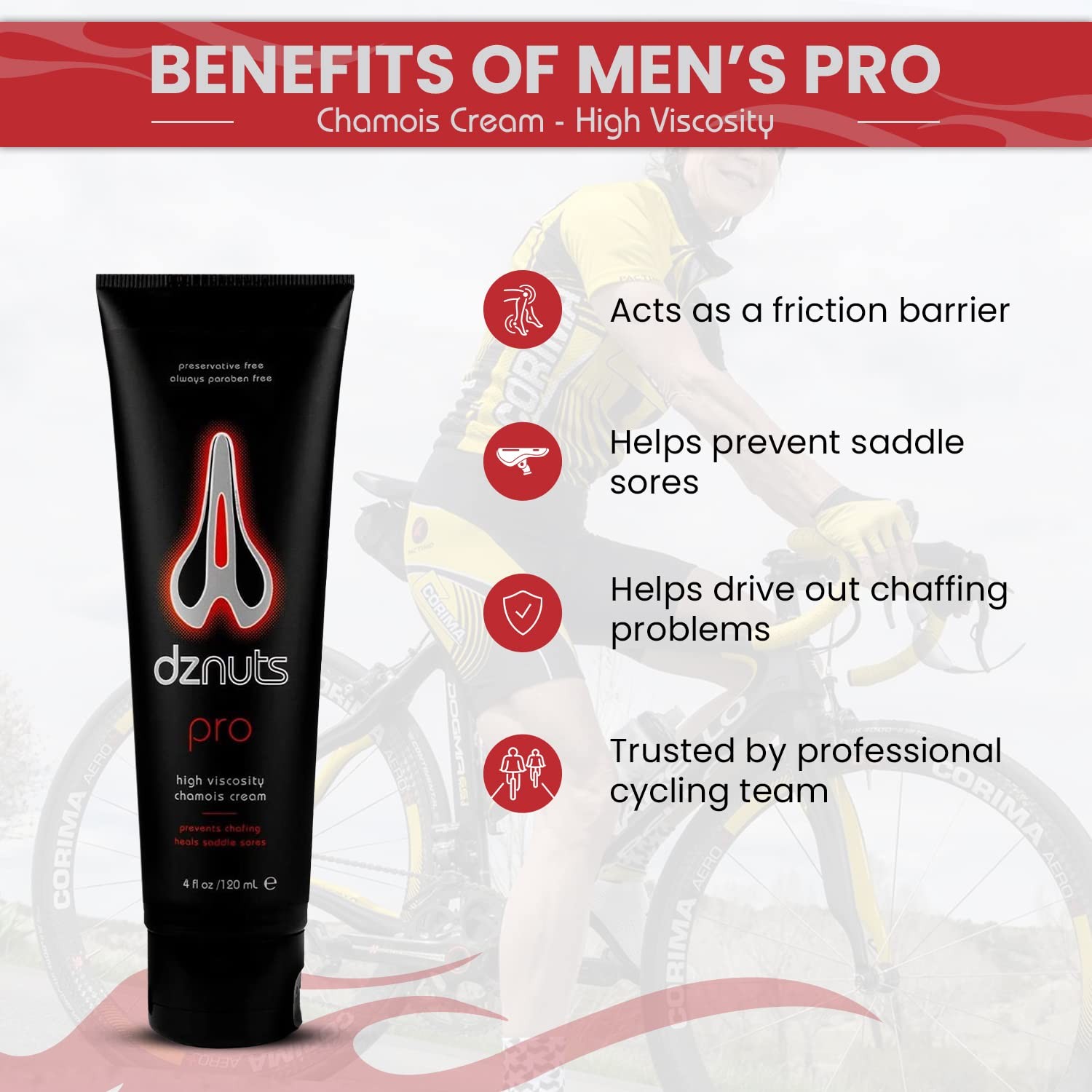 dznuts – Men’s Pro Chamois Cream – Anti-Chafing for 4 Fl Oz (Pack of 1)