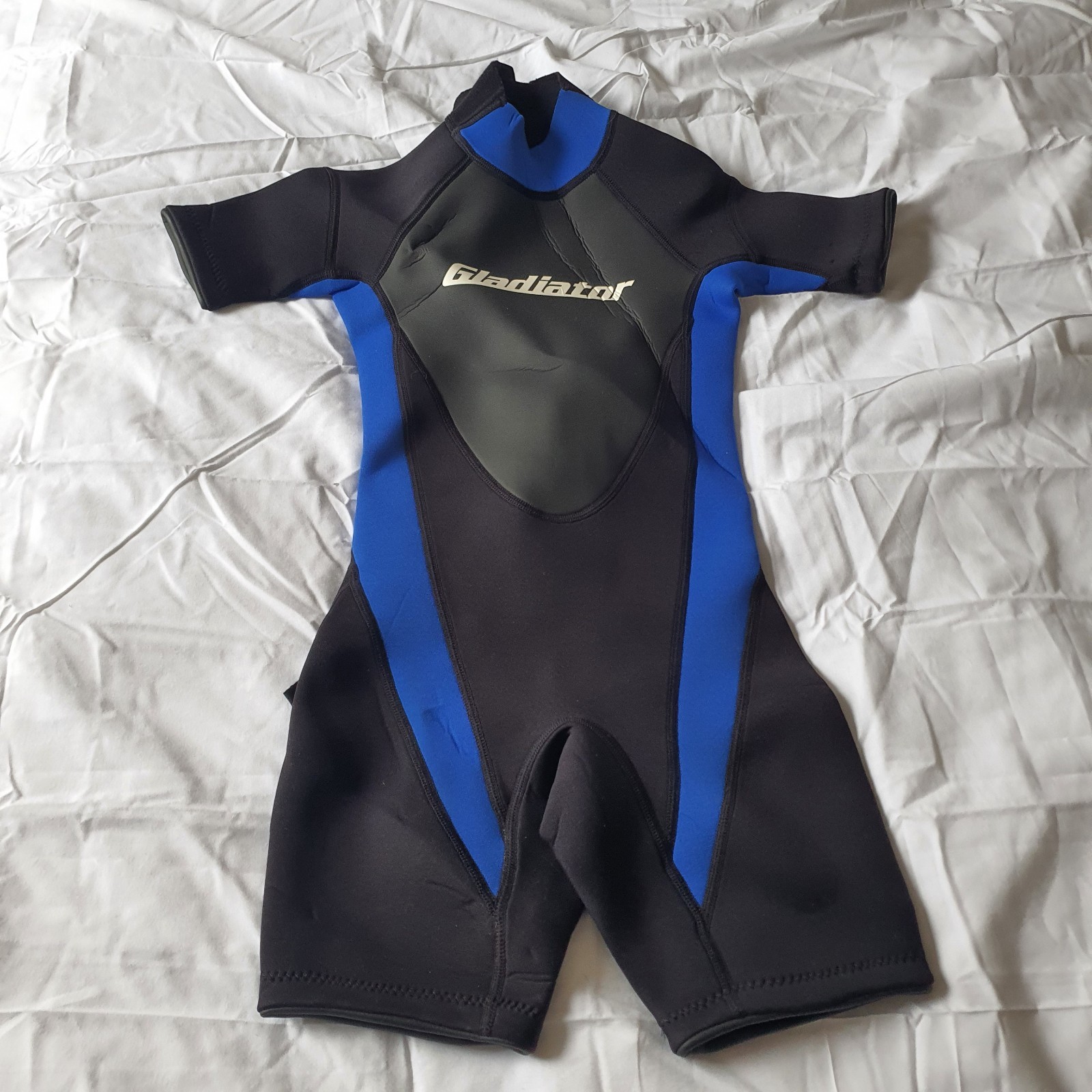 Gladiator Shorty Wetsuit Size 8 Kids Youth Black Blue Neoprene Springsuit