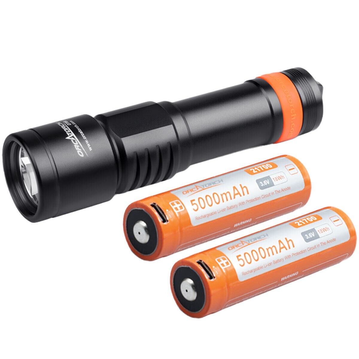 Orcatorch D700 1700 Lumens Dive Light with 2 batteries