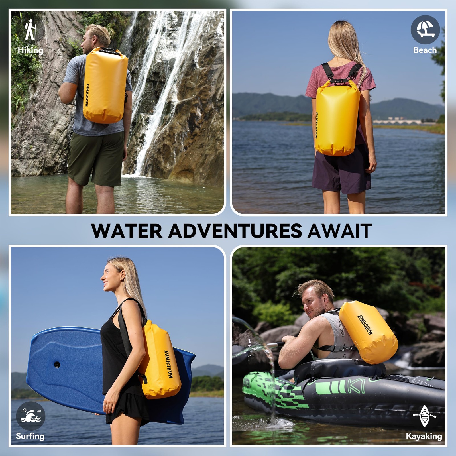 Marchway Floating Waterproof Dry Bag Backpack 5L/10L/20L/30L/40L Roll Top Sack