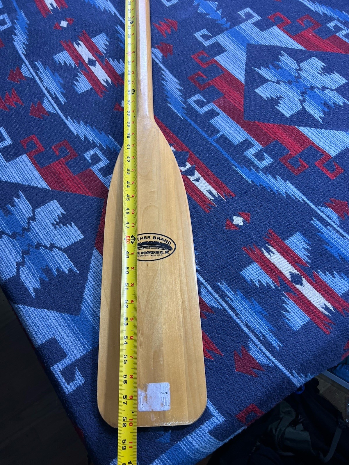 Vtg Wood Feather Brand Canoe Paddle 58” 59″ Beaver Lake Boat Wooden Lightweight
