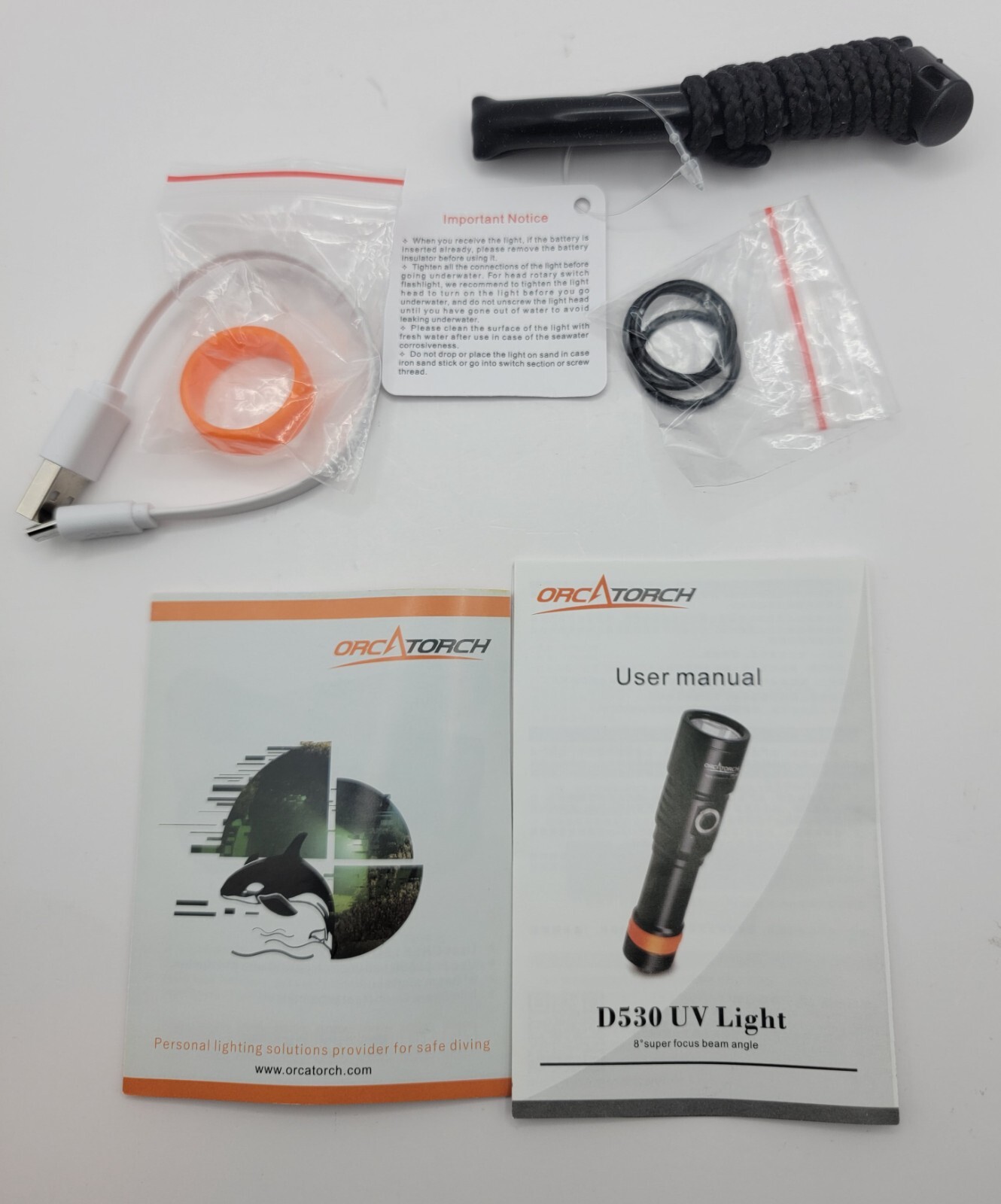 ORCATORCH D530V 1300 Lumens Scuba Diving Light 150 Meters 8 Degree Beam Angle