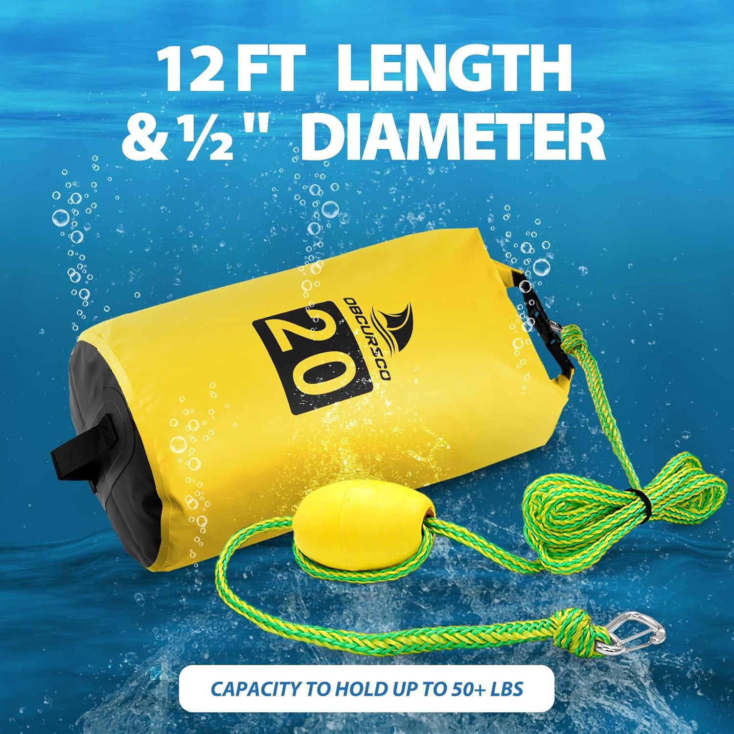 Obcursco 20L Jet Ski Anchor Kit PWC Anchor 2 in 1 Sand Bag Anchor for Float with