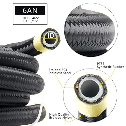 PTFE Fuel Line 26FT 6AN Nylon Braided E85 EFI LS Swap Kit