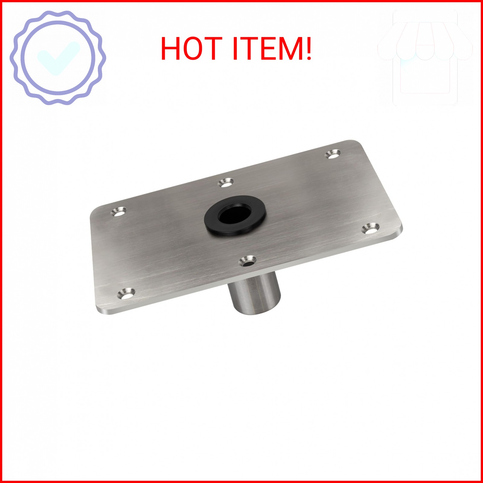 Boat Seat Base Mount Boat Seat Pedestal Base Mount Plate for 3/4″ Pin Post Socke