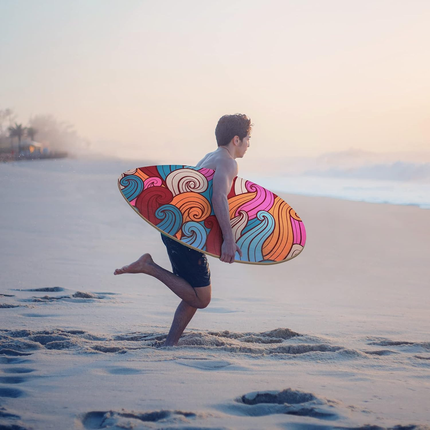 35 Inch Skimboard with High Gloss Coat Wood Skim Board for Beginners,Kids, Teena