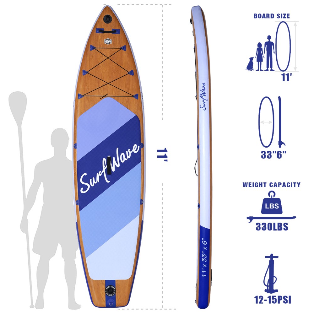 Inflatable Stand Up Paddle Board 11ft All Weather SUP Board Complete Accessories