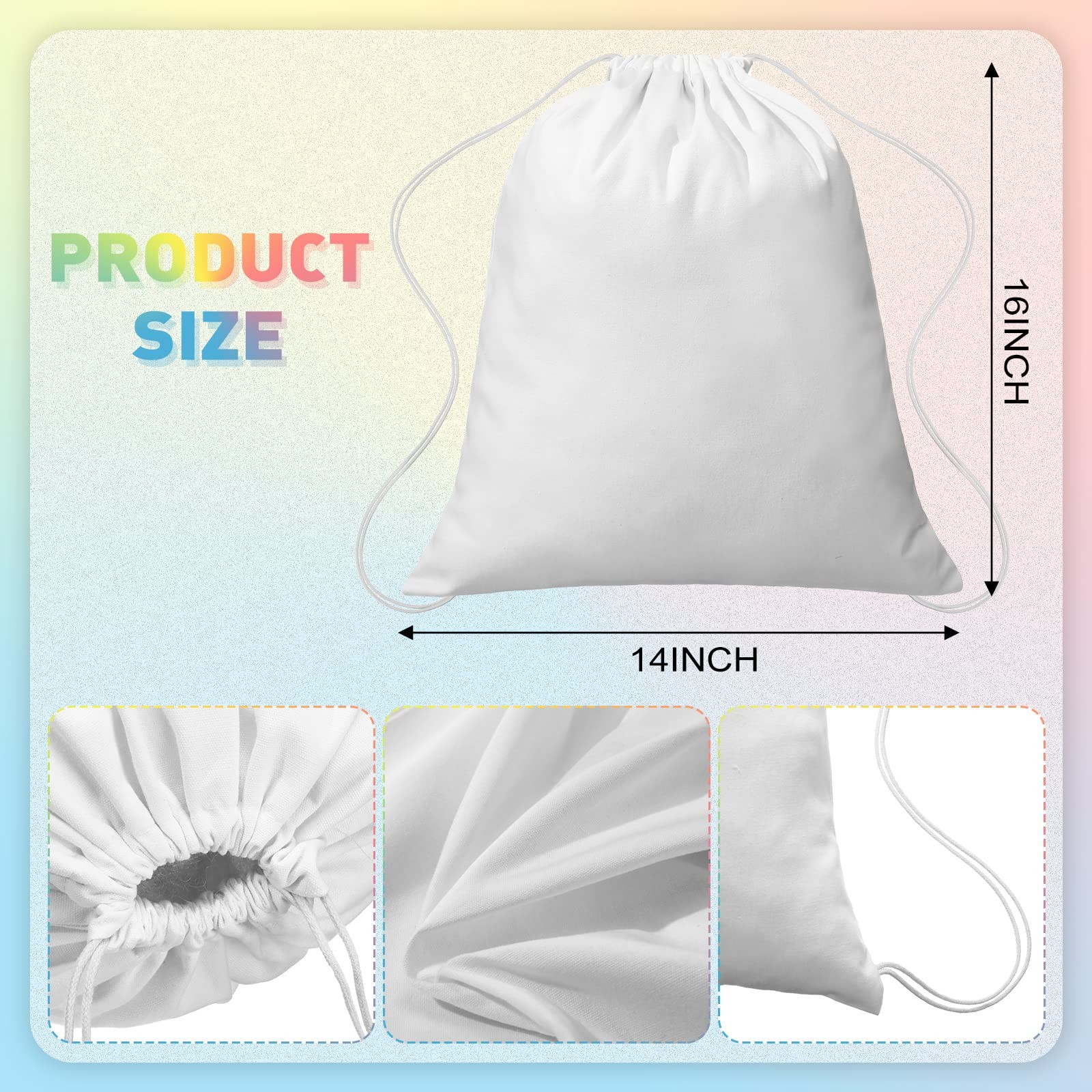 Saintrygo 12 Pieces 12/6 Pcs Tie Dye Cotton Drawstring Bags One Size, White