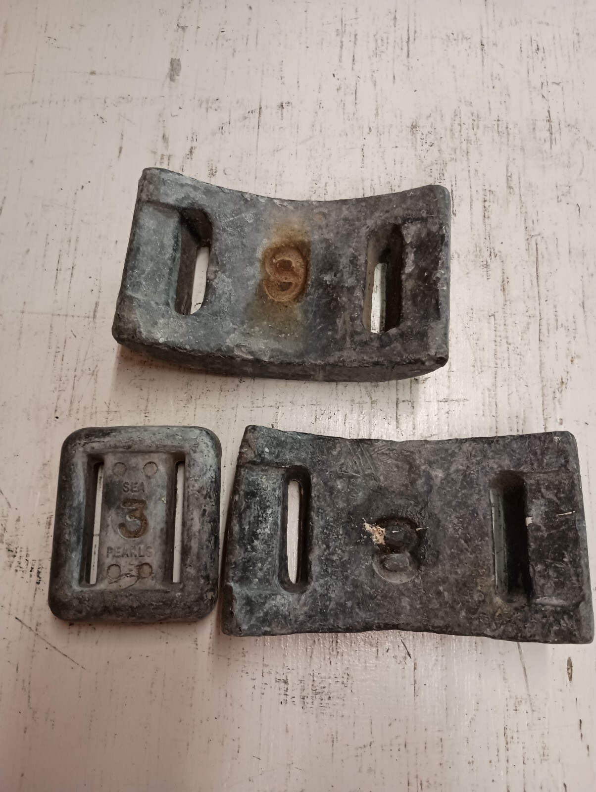 Lead dive weights 3 pcs / 20 pounds guaranteed accurate weight 9, 8, 3 lb used