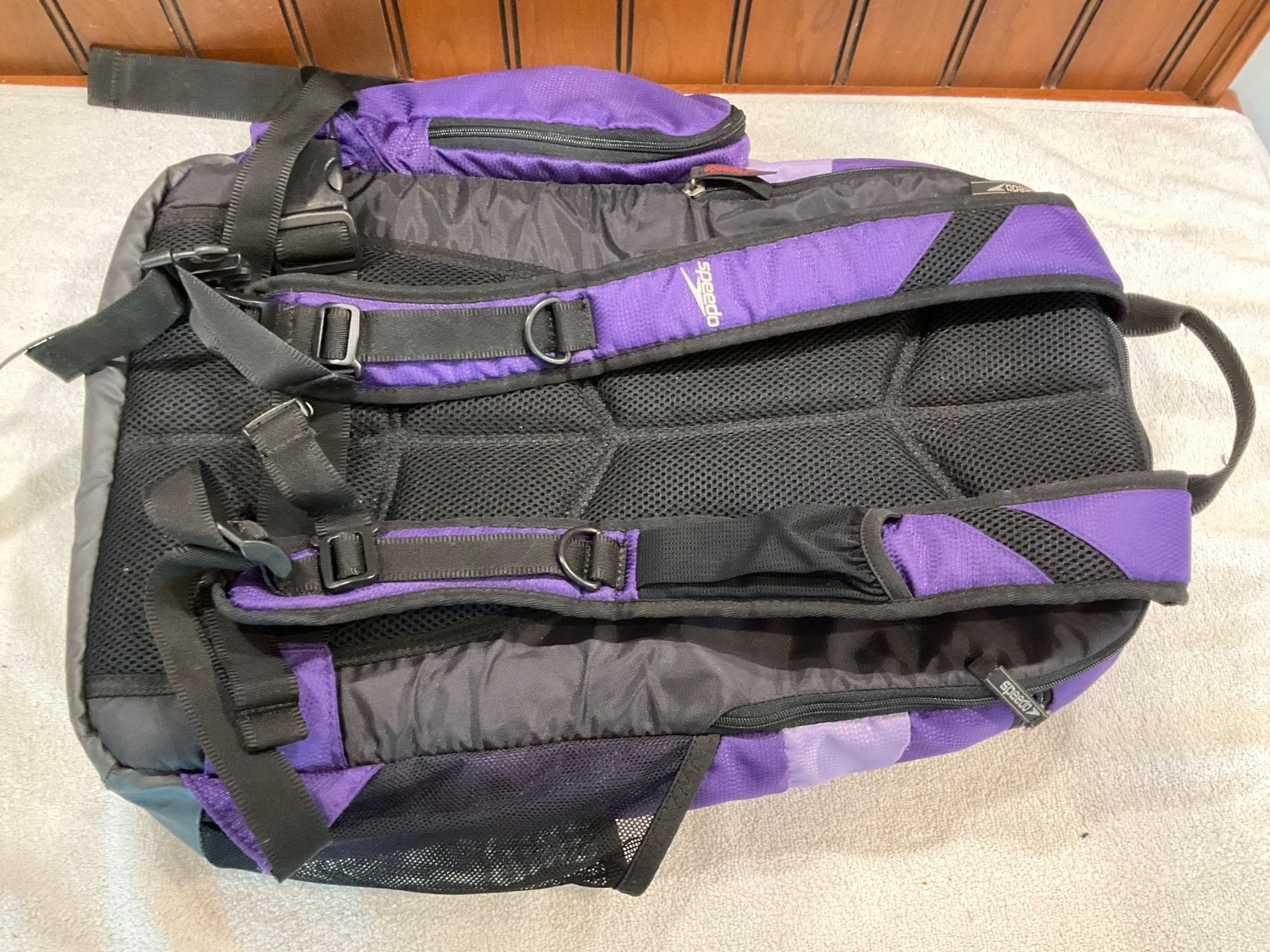 Speedo Teamster Backpack 35L Waterproof Wet Compartment Swim Bag Purple Exc Con