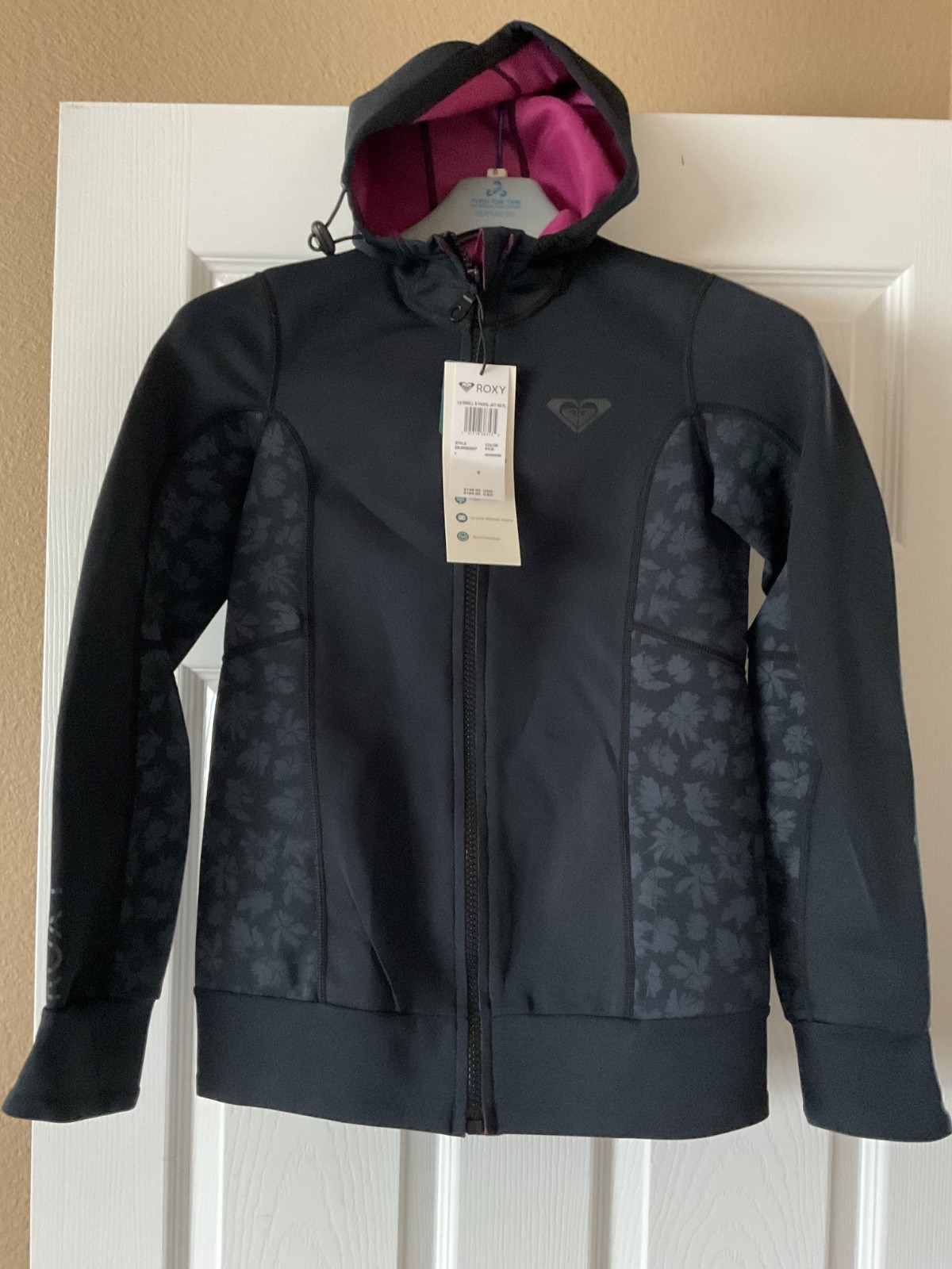 NWT Roxy Wetsuit Womens 1.0 Swell Paddle Hooded Jacket Surf Swim Black 1mm Sz 6