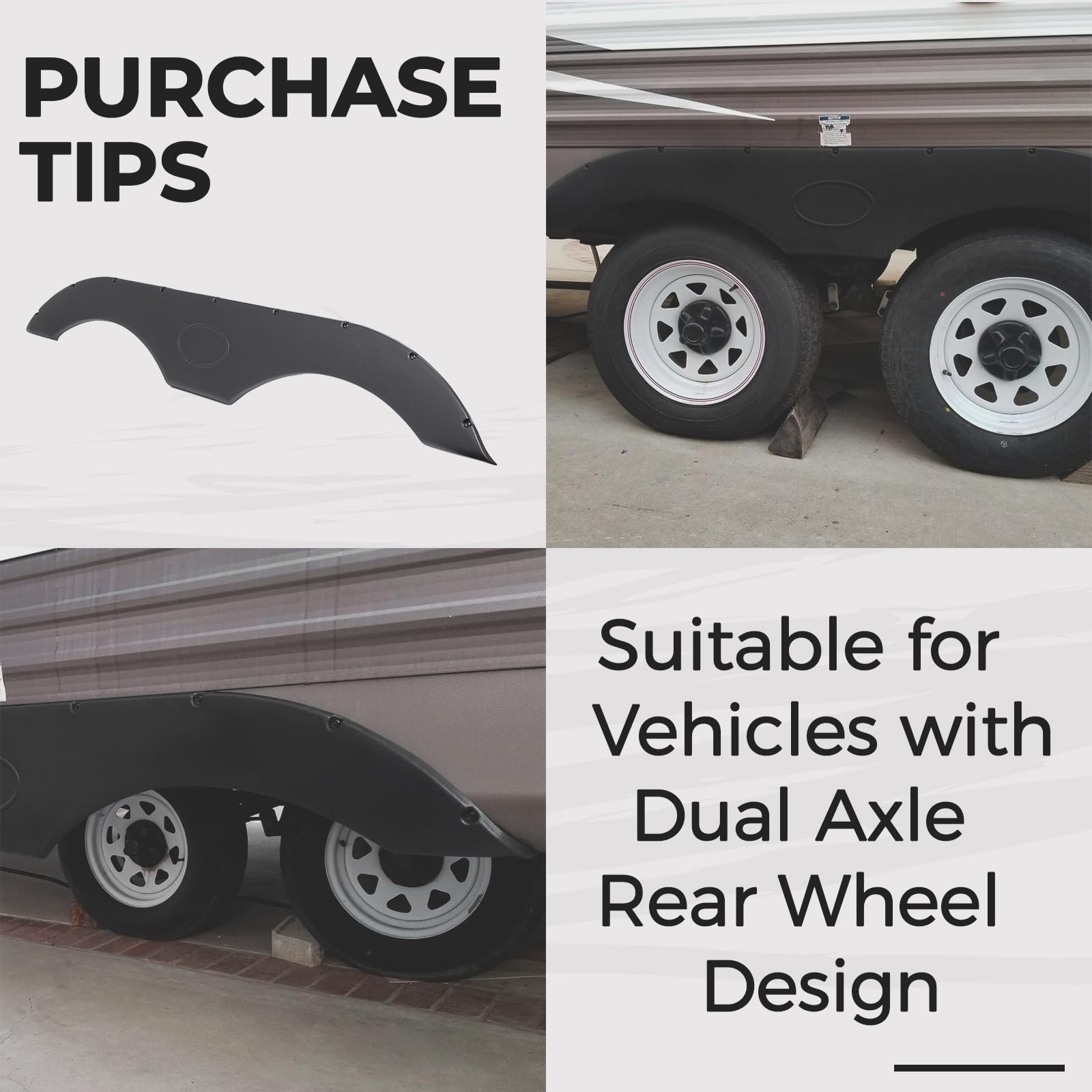 RV Fender Skirt Replacement for Tandem Trailers, Campers, and RVs – Black