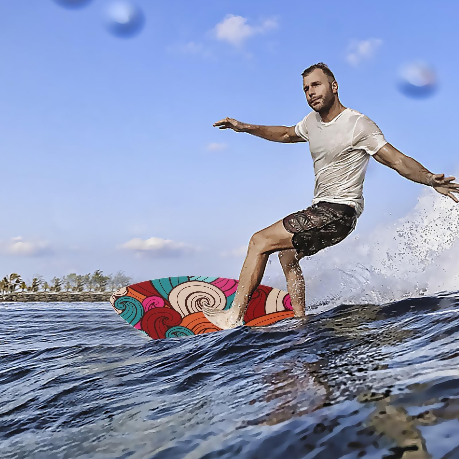 Skimboard 35 Inch Skim Boards for Beach Adults ＆ Kids, High Gloss Coat Wooden…