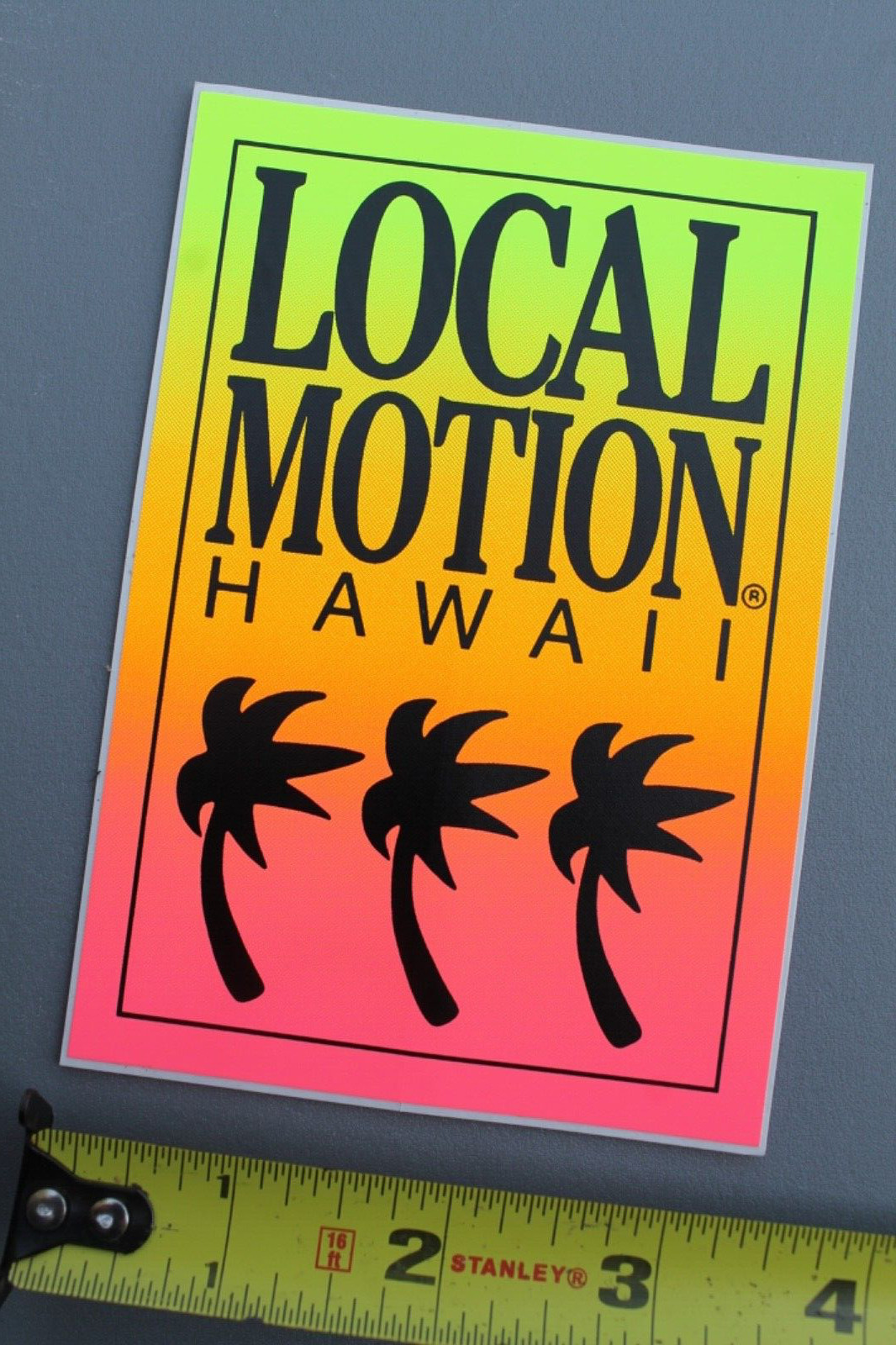 LOCAL MOTION Hawaii Surfboards Neon Orange Pink 80’s LM1 Vintage Surfing STICKER